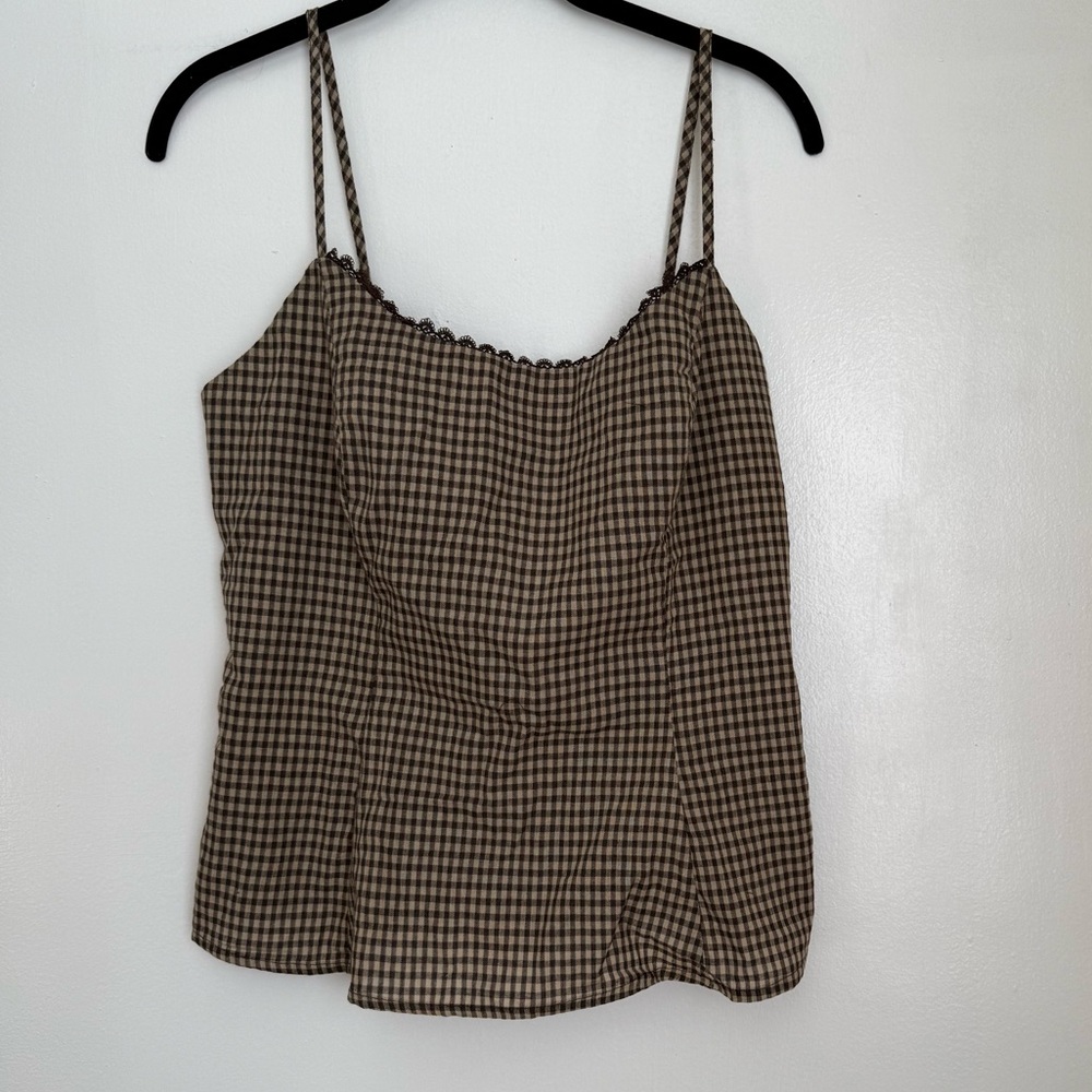 NWT Brown Plaid Tank Top - Picture 5 of 9